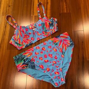 Tabitha Brown x Target‎ Bikini Swim Two Piece Set Printed Tropical Plus 16W 1X